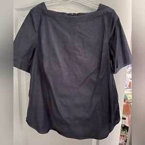 Ann Taylor chambray top, XL boat neck with leather detail in back.